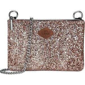 Rose Gold Women Clutch Glitter Evening Bag Stylish Party Purse With Chain